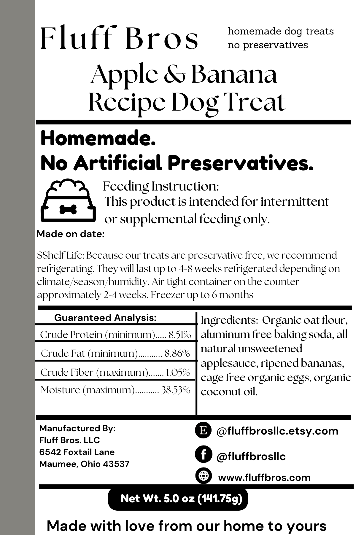 Fluff Bros Banana Apple Crunch – Natural Banana Dog Treats