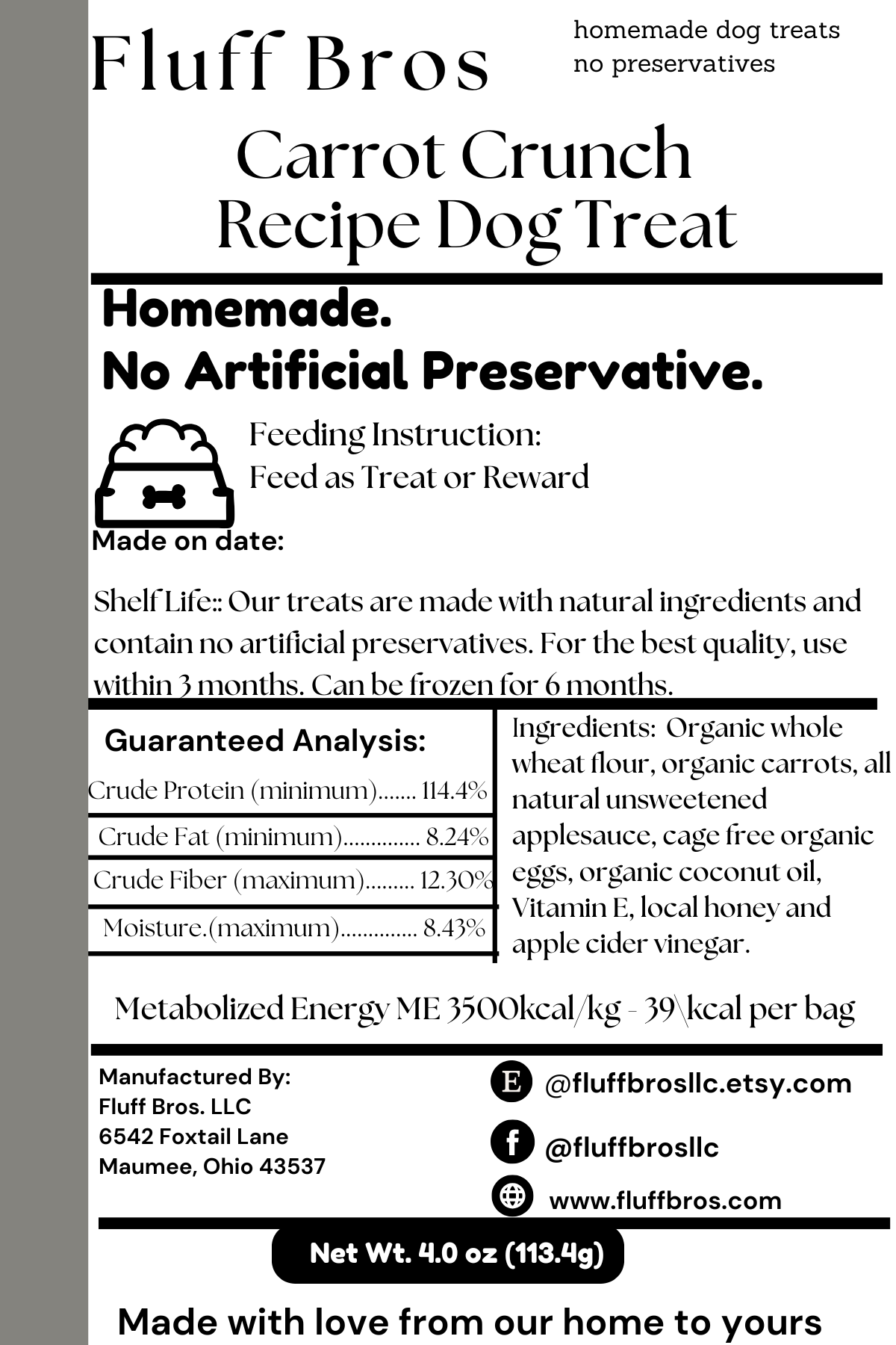 Carrot Crunch by Fluff Bros – Homemade Carrot Dog Treats