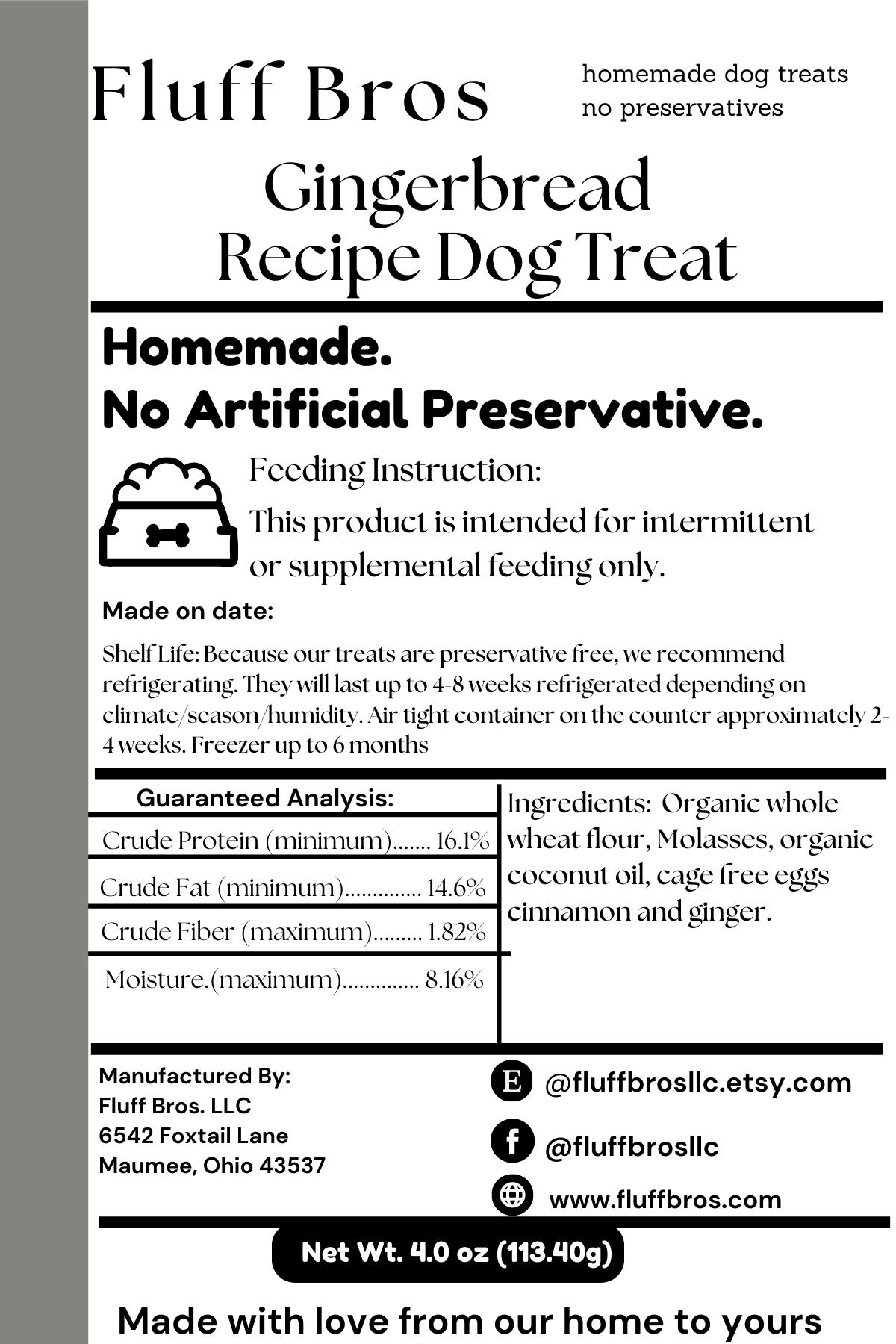 Fluff Bros Gingerbread Crunch Natural  Dog Treats