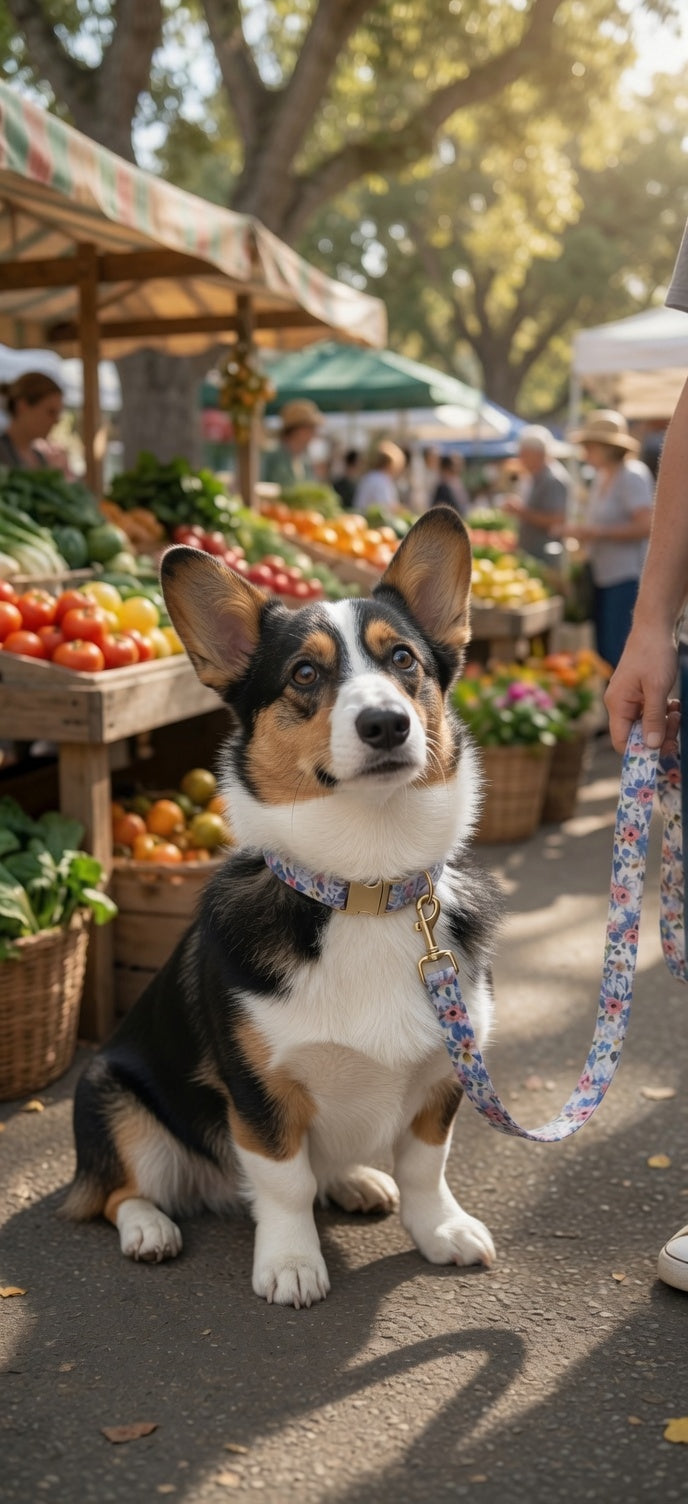 Fluff Bros Boutique Floral Collar & Leash Set