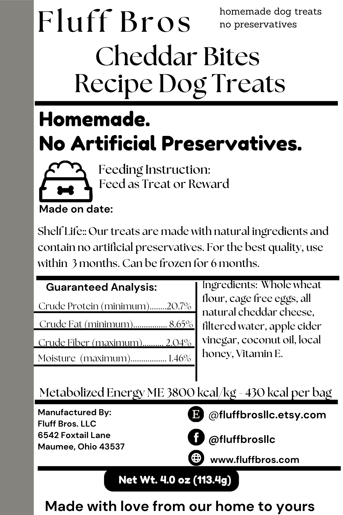 Fluff Bros Cheddar Crunch – Natural Cheese Dog Treats