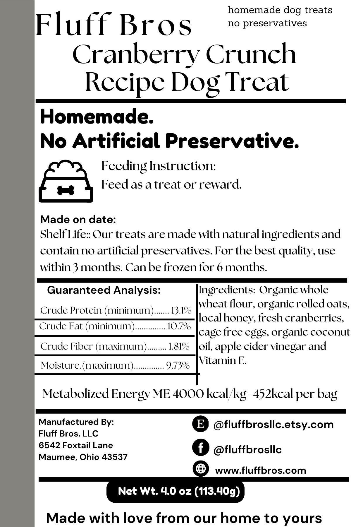 Fluff Bros Cranberry Crunch Natural Cranberry Dog Treats